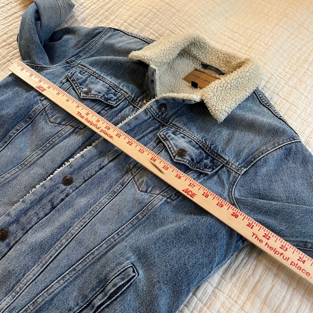 Lucky Brand Sherpa Trucker Jacket Women Med Blue Denim Cotton Lined MSRP$149 - Picture 7 of 8